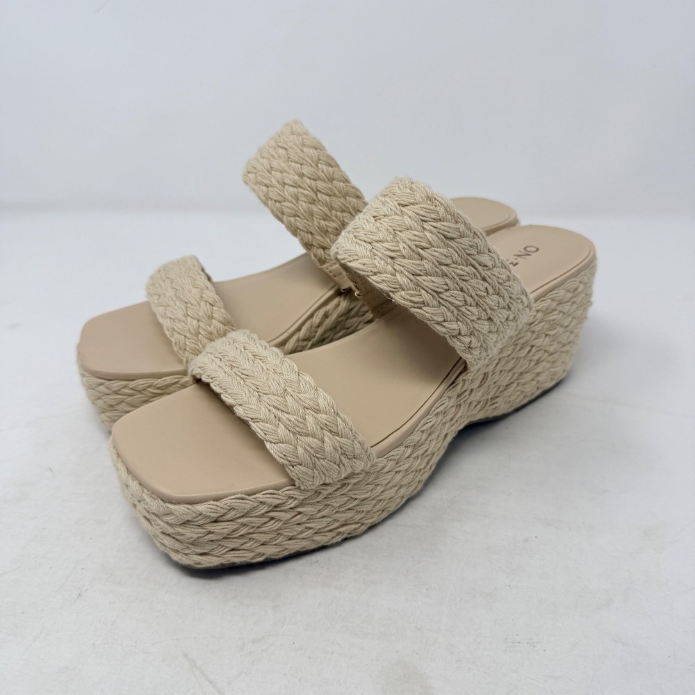 Macys Beige Braided Platform Wedge Sandals - Women